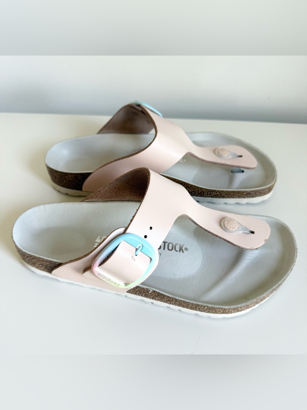 Birkenstock Gizeh Big Buckle Ombre Light Rose Leather Thong Sandals 40 260 9/9.5 - Picture 11 of 15